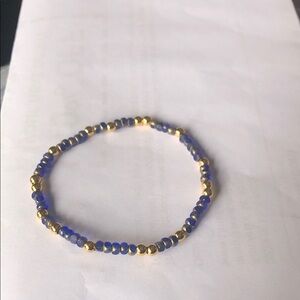 Elegant Gold and Blue Beaded Bracelet